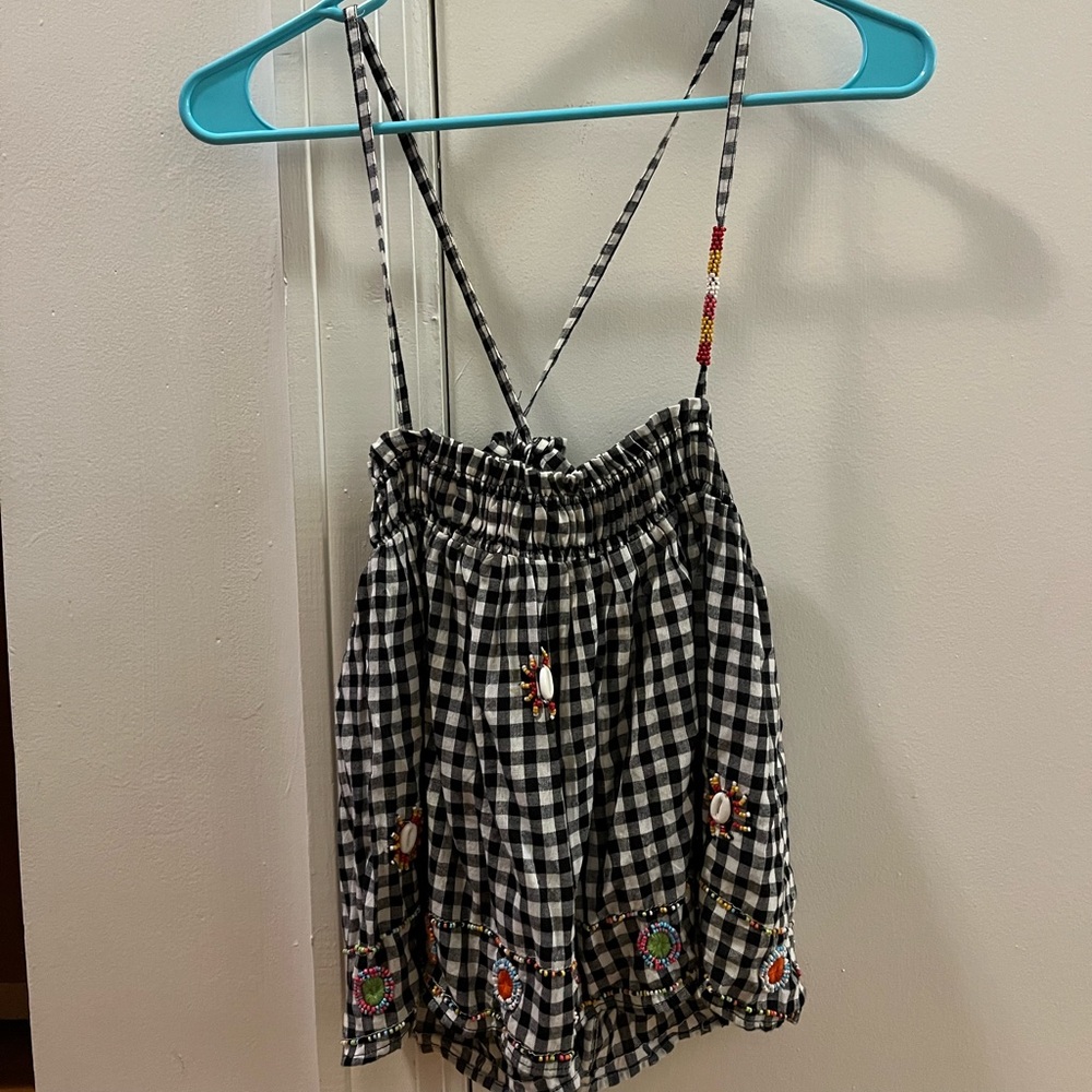 Nwt Urban Outfitters Checkered Beaded Tank Top